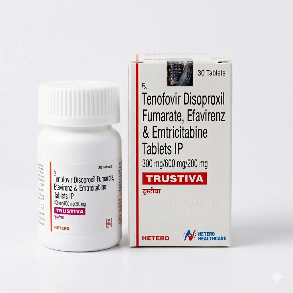 Trustiva — Emtricitabine 300 mg + 600 mg + 200 mg, 30 product-page.units_short, Hetero